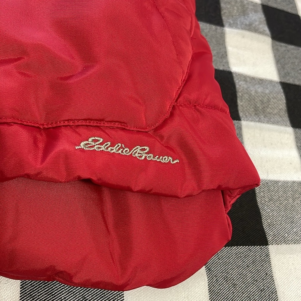 Eddie Bauer Red Black Buffalo Checkered Quilted Puffer Vest Size Medium Pockets - Picture 11 of 15